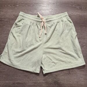 FOREVER 21 Shorts Mens XL Green Drawstring Lounge Terry 34W 5" Casual Adult